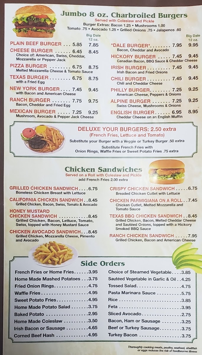 Dale Diner Menu - Image 1